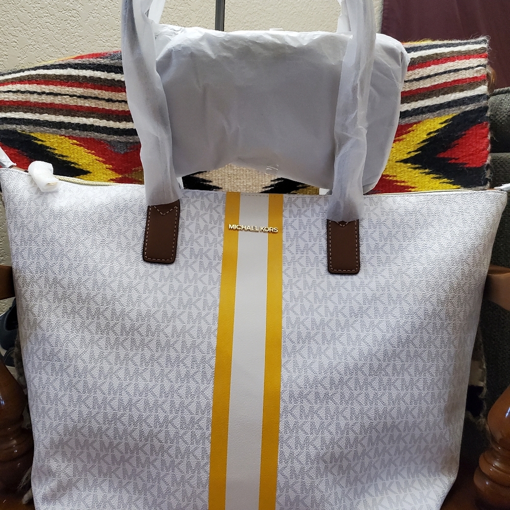 Michael Kors Extra Large Monogram Stripe Tote